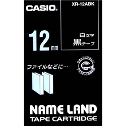 ネームランド用白文字テープ 12mm 黒/白文字