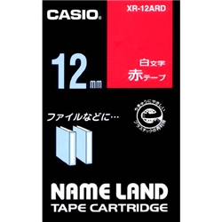 ネームランド用白文字テープ 12mm 赤/白文字