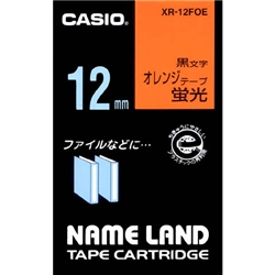ネームランド用蛍光色テープ 12mm 蛍光オレンジ/黒文字