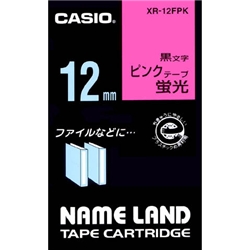 ネームランド用蛍光色テープ 12mm 蛍光ピンク/黒文字