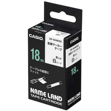 ネームランド用配線マーカーテープ 18mm 白/黒文字