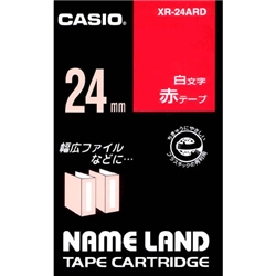 ネームランド用白文字テープ 24mm 赤/白文字