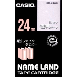 ネームランド用白文字テープ 24mm 透明/白文字