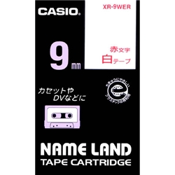 ネームランド用スタンダードテープ 9mm 白/赤文字