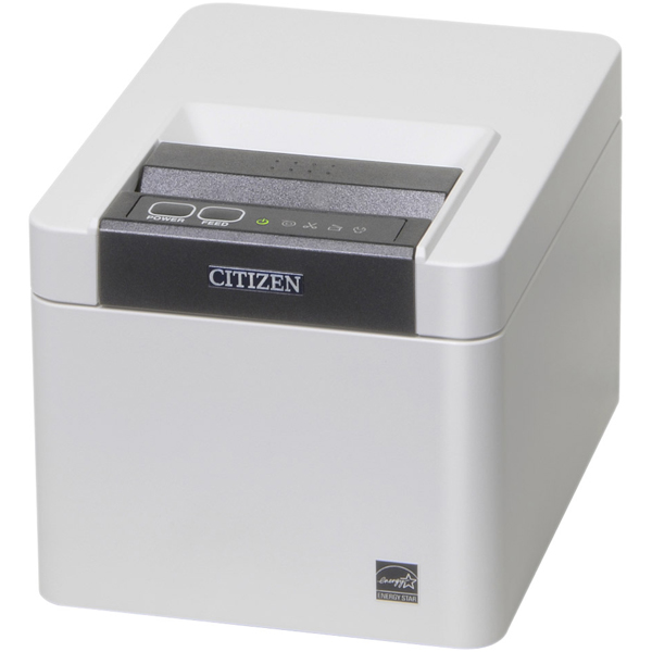 コンパクトラインサーマルプリンター（印刷速度350mm/秒、用紙幅58/80mm、オートカッター付、Bluetooth＋USB＋USBホスト（2ポート）I/F、白、抗菌対応、耐薬品対応）