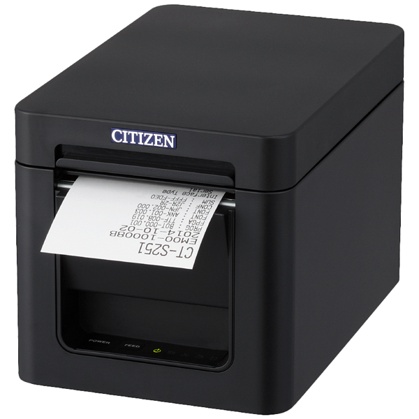 コンパクトラインサーマルプリンター（印刷速度300mm/秒、用紙幅58mm、オートカッター付、有線LAN＋USB I/F、ブラック、用紙セーブ機能、多階調印刷）