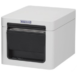 コンパクトラインサーマルプリンター（印刷速度300mm/秒、用紙幅58mm、オートカッター付、有線LAN＋USB I/F、ホワイト、用紙セーブ機能、多階調印刷）