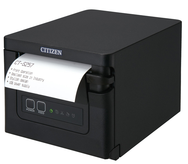 コンパクトラインサーマルプリンター（印刷速度350mm/秒、用紙幅58mm、オートカッター付、シリアルI/F、ブラック、用紙セーブ機能、多階調印刷）