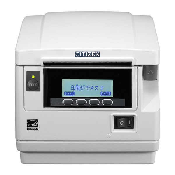 コンパクトラインサーマルプリンター（最大印刷速度500mm/秒、用紙幅58/80mm、USB＋パラレル I/F、ホワイト、用紙セーブ機能、多階調印刷）