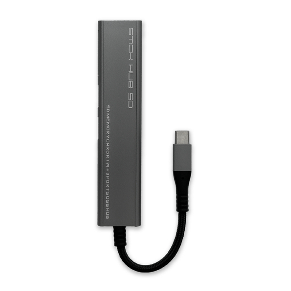 SDメモリーカードリーダー・ライター付き3ポートUSBハブ「STICK HUB SD」 USB TYPE-C ライトグレー