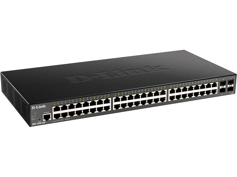 DGS-1250-52X ギガビットL2スマートマネージドスイッチ、10/100/1000BASE-Tポート×48、10G SFP+スロット×4、リミテッドライフタイム保証対象