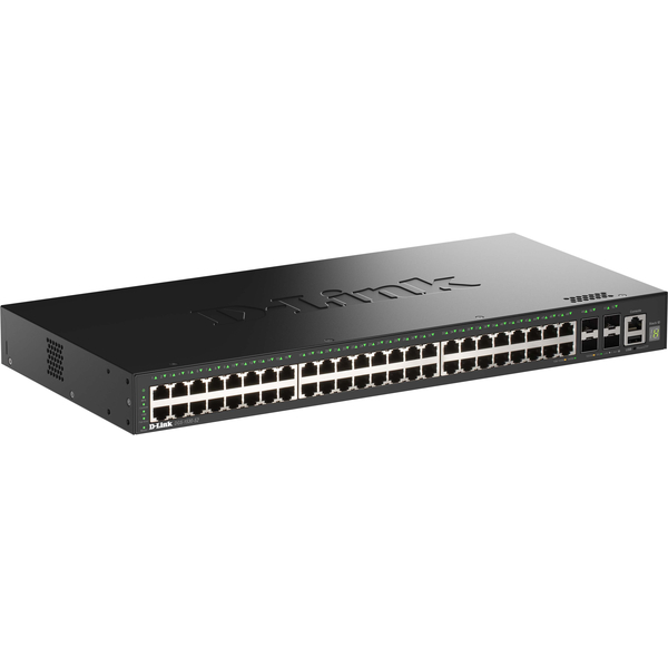 DGS-1530-52 ギガビットL2スタッカブルスマートマネージドスイッチ、10/100/1000BASE-Tポート×48、10G SFP+スロット×4、リミテッドライフタイム保証対象