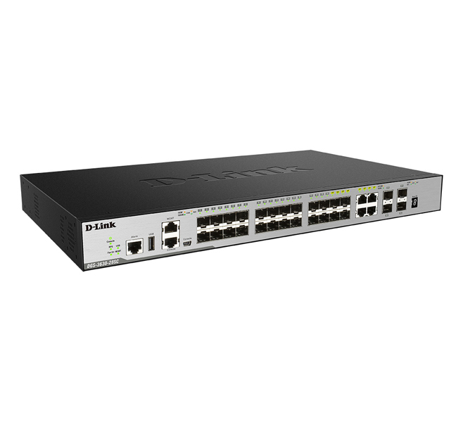 DGS-3630-28SCMI SFP×24スロット スタッカブル Managed L3スイッチ （10/100/1000BASE-T（Combo）×4、10G SFP+×4） MPLSイメージ（MI）