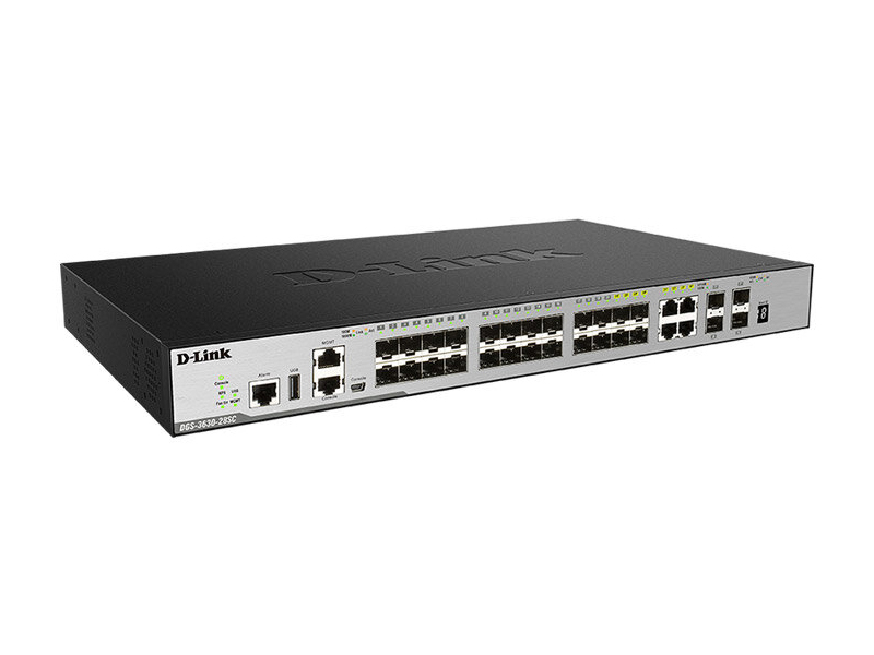 DGS-3630-28SCSI SFP×24スロット スタッカブル Managed L3スイッチ （10/100/1000BASE-T（Combo）×4、10G SFP+×4） スタンダードイメージ（SI）