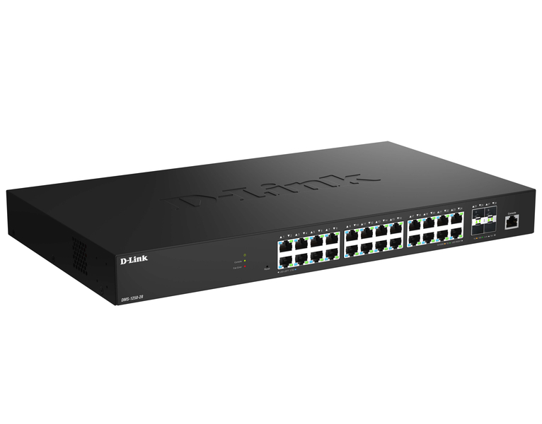 DMS-1250-28 マルチギガビットL2スマートマネージドスイッチ、10/100/1000/2.5G BASE-Tポート×24、10G SFP+スロット×4、リミテッドライフタイム保証対象