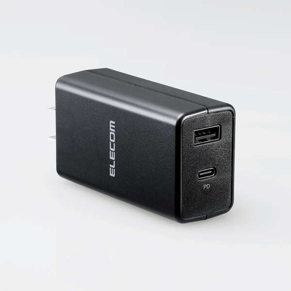 ノートPC向けACアダプター/USB Power Delivery準拠/57W/Type-C/USB-C1ポート/USB-Aメス1ポート/コンパクト/ブラック