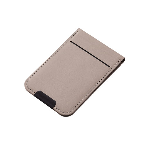 背面フリーアングルスタンド/マグネット取付/MagSafe対応iPhone用/カードポケット付き/ウォームグレー