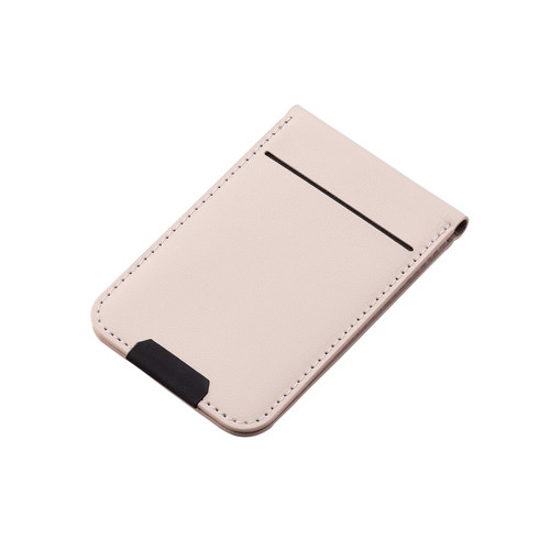 背面フリーアングルスタンド/マグネット取付/MagSafe対応iPhone用/カードポケット付き/ピンクベージュ