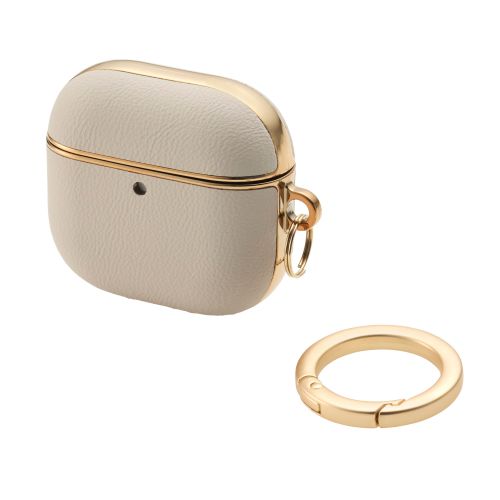 AirPods 第4世代/アクティブノイズキャンセリング搭載AirPods 第4世代/ソフトレザーケース/&me/メッキライン/グレージュ