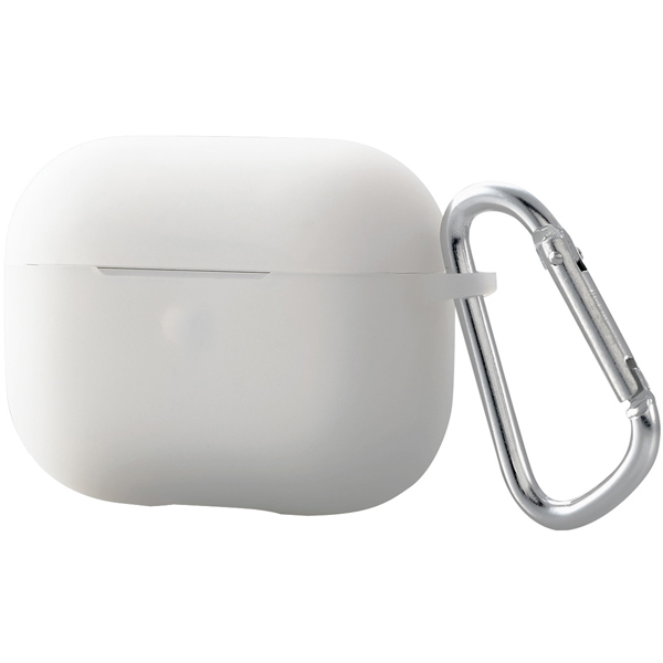 AirPods Pro対応アクセサリ/シリコンケース/コネクタキャップ/カラビナ付/クリア