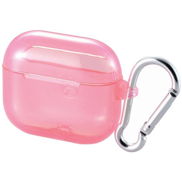 AirPods 第3世代対応アクセサリ/ソフトケース/カラビナ付き/ピンク