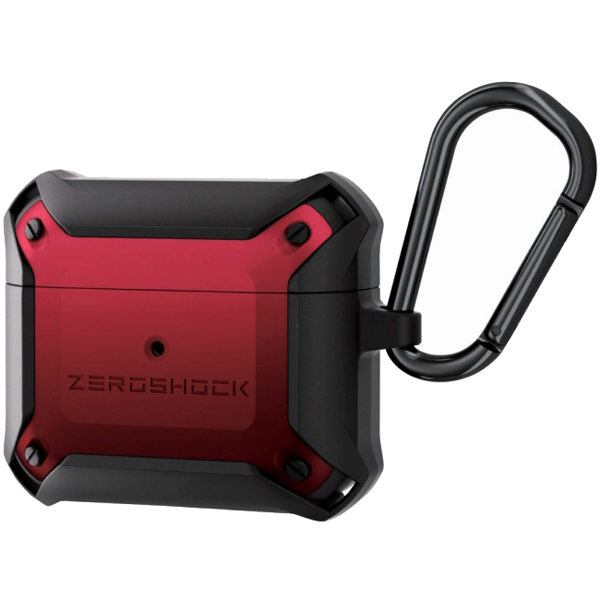 AirPods 第3世代対応アクセサリ/ZEROSHOCKケース/カラビナ付き/レッド