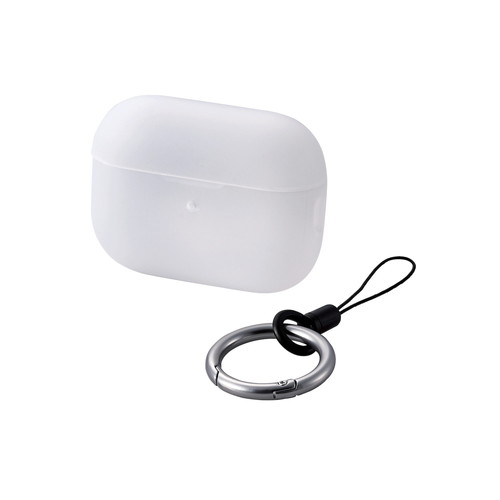 AirPods Pro 第2世代対応アクセサリ/シリコンケース/カラビナ付き/クリア