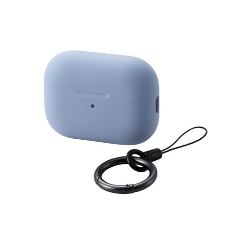 AirPods Pro 第2世代対応アクセサリ/シリコンケース/カラビナ付き/ネイビー
