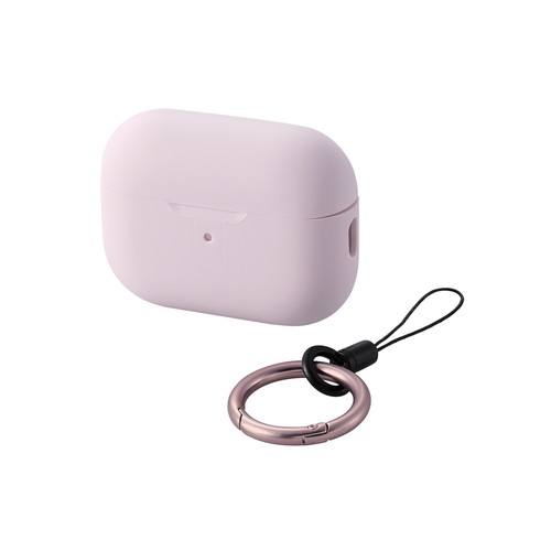 AirPods Pro 第2世代対応アクセサリ/シリコンケース/カラビナ付き/ピンク