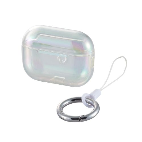 AirPods Pro 第2世代対応アクセサリ/ソフトケース/&Me/カラビナ付き/オーロラクリア