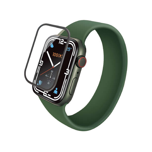 Apple Watch series7 45mm用フルカバーガラスフィルム/セラミックコート/ブラック