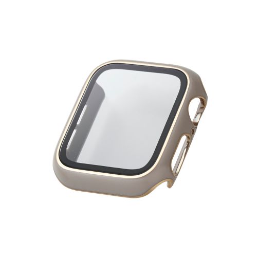 Apple Watch 40mm/フルカバーケース/&me/プレミアムガラス/高透明/ゴールドライン/グレージュ