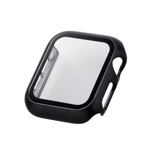 Apple Watch 40mm/フルカバーケース/プレミアムガラス/高透明/メタリック/ブラック
