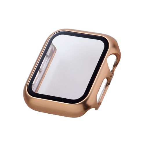 Apple Watch 40mm/フルカバーケース/プレミアムガラス/高透明/メタリック/ピンク
