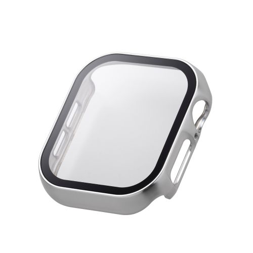 Apple Watch 42mm/フルカバーケース/プレミアムガラス/高透明/メタリック/シルバー