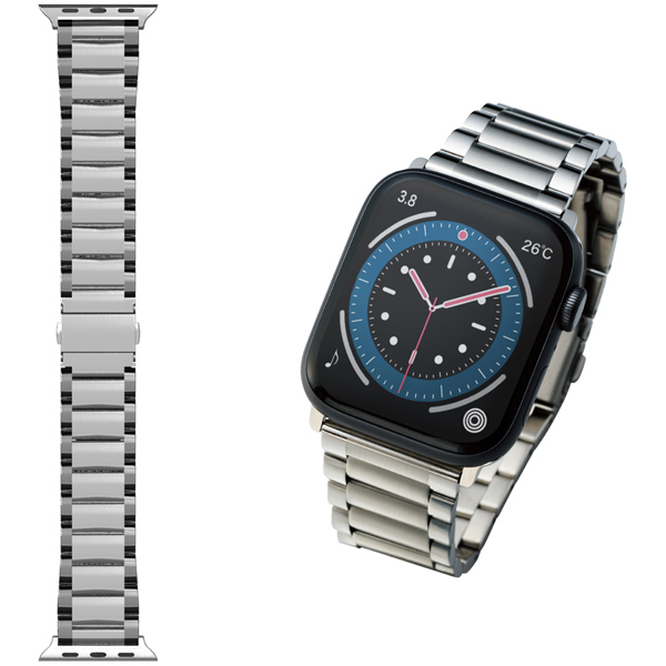 Apple Watch 45/44/42mm用バンド/プレミアムステンレス/3連タイプ/シルバー