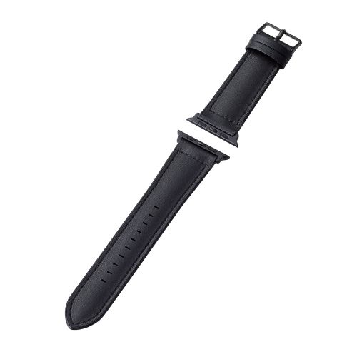 Apple Watch 45/44/42mm用バンド/ハイブリッドレザー/ブラック