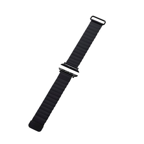Apple Watch 49/45/44/42mm用バンド/ソフトレザー/マグネット/ブラック