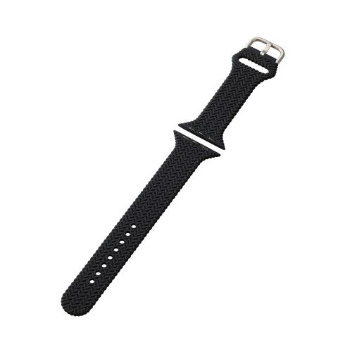 Apple Watch 49/45/44/42mm用シリコンバンド/編込み/ブラック