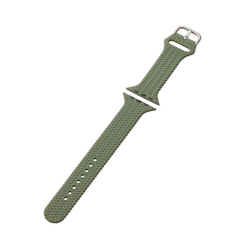 Apple Watch 49/45/44/42mm用シリコンバンド/編込み/グリーン