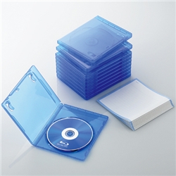 Blu-rayディスクケース(1枚収納タイプ、10枚セット) クリアブルー