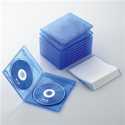 Blu-rayディスクケース(2枚収納タイプ、10枚セット) クリアブルー