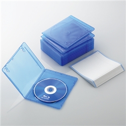 スリムBlu-rayディスクケース(1枚収納タイプ、10枚セット) クリアブルー