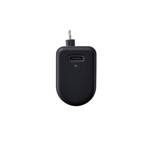 モバイルバッテリー/リチウムイオン電池/直挿し/180度スイングコネクタ/12W/5000mAh/USB-C/Lightningコネクタ/ブラック