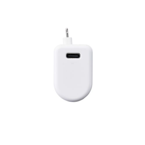 モバイルバッテリー/リチウムイオン電池/直挿し/180度スイングコネクタ/12W/5000mAh/USB-C/Lightningコネクタ/ホワイト