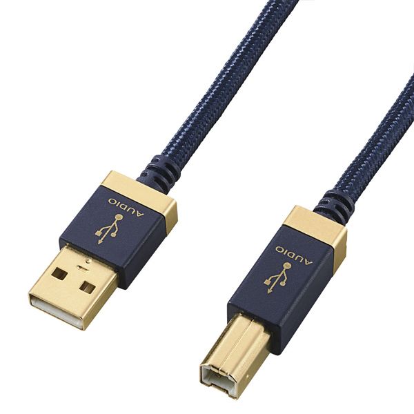 USBオーディオケーブル/音楽伝送/A-B/USB2.0/ネイビー/1.0m