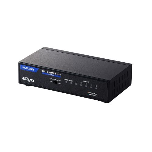Giga対応スイッチングHub/5ポート/金属筐体/磁石付き/電源内蔵モデル/ブラック