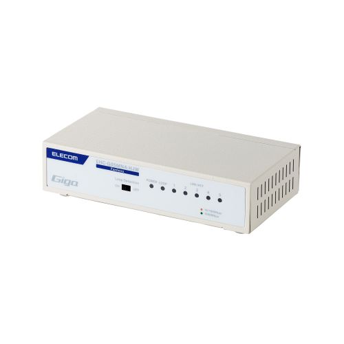 Giga対応スイッチングHub/5ポート/金属筐体/磁石付き/電源内蔵モデル/ホワイト