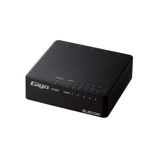 Giga対応スイッチングHub/5ポート/プラスチック筐体/電源外付モデル/ブラック