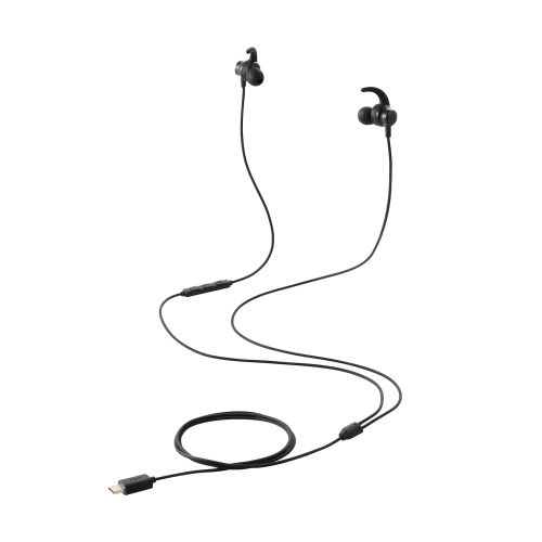 イヤホン/USB Type-C/デジタル式/カナル/10mmドライバ/イヤーアーム付き/ブラック